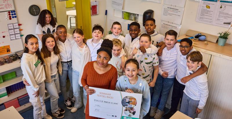 Groepsfoto van de winnende klas