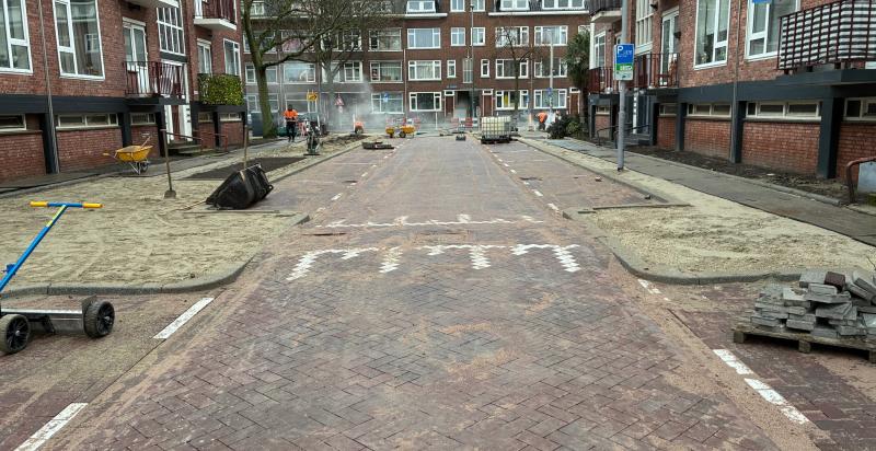 Foto van de bestrating in de Boeierstraat in Rotterdam