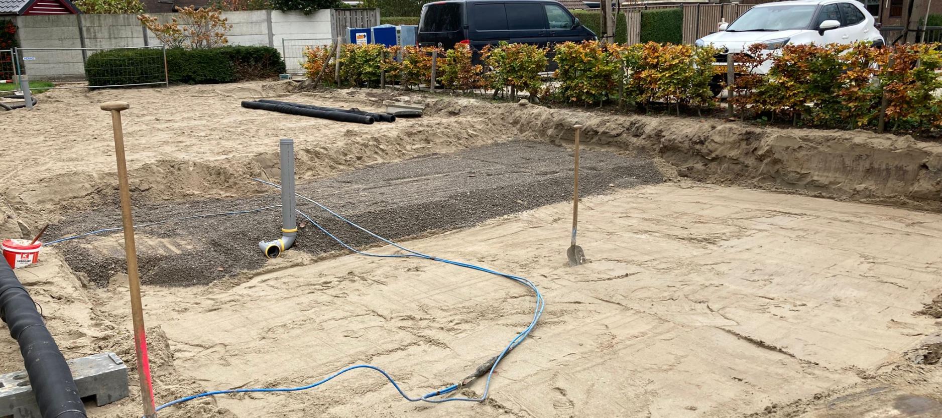 De drainmixlaag in de straat